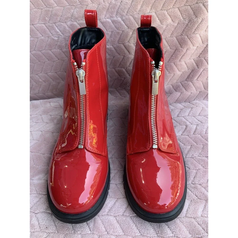 Girls GAP Kids Shiny Red Ankle Boots Sz 4 Youth. New